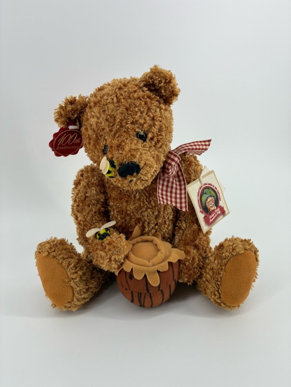 100th Anniversary Teddy’s Teddy Brown Honey Bee Plush Bear with Honey Pot
